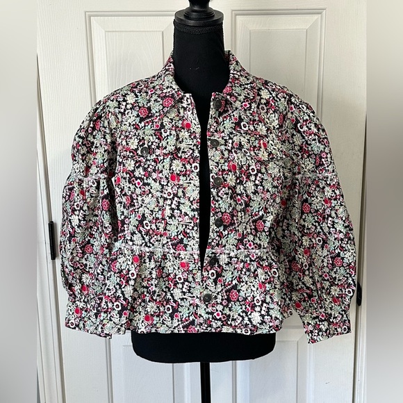 NWT Cinq à Sept Floral Denim Lizzie Jacket. Size 4. - Picture 5 of 9
